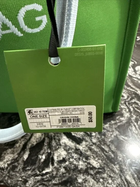 Kate Spade New York x Target Knit Tote “IT’S IN THE BAG” Green/light Blue NEW - Picture 6 of 7